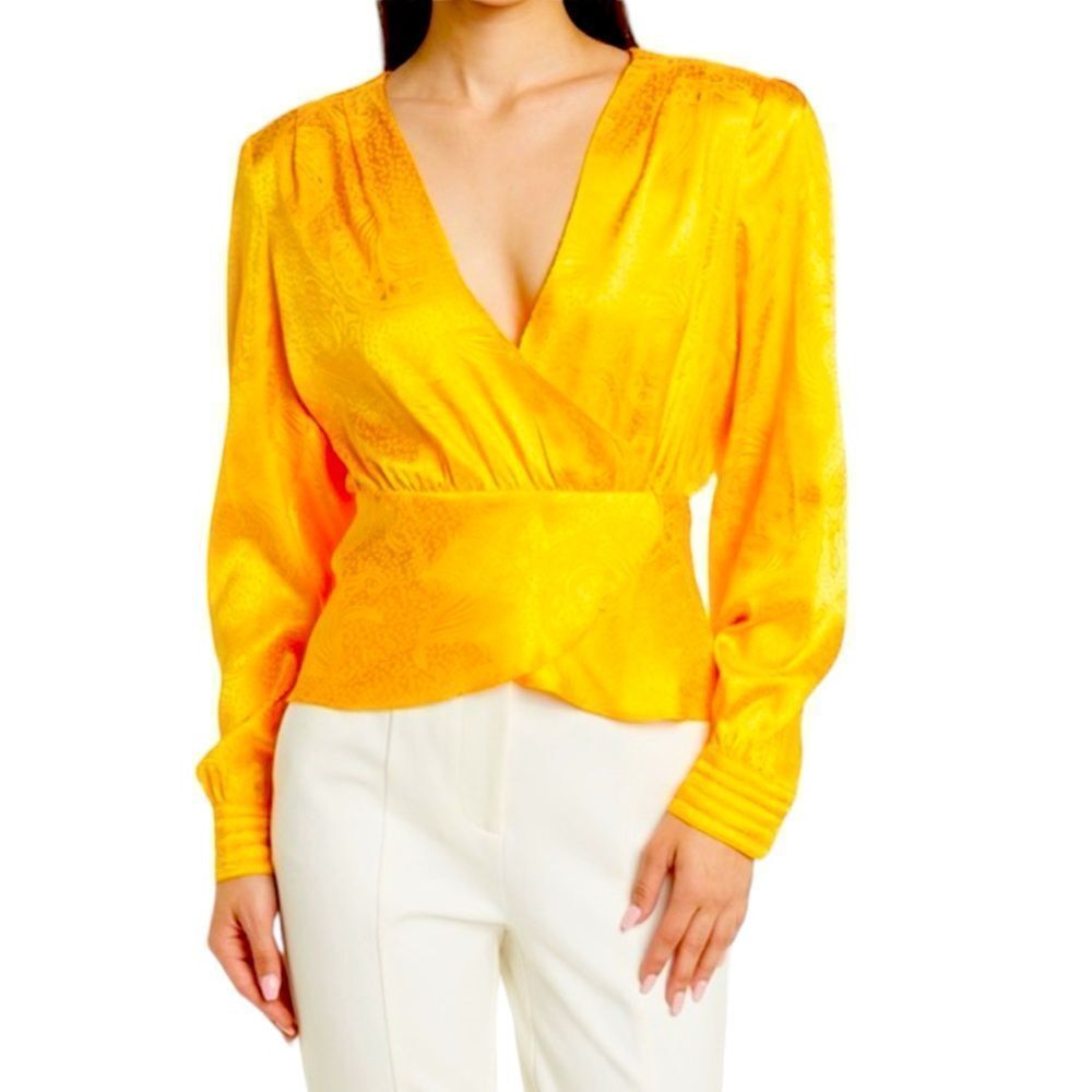 Ronny Kobo Collection Golden Yellow Wrap Blouse
